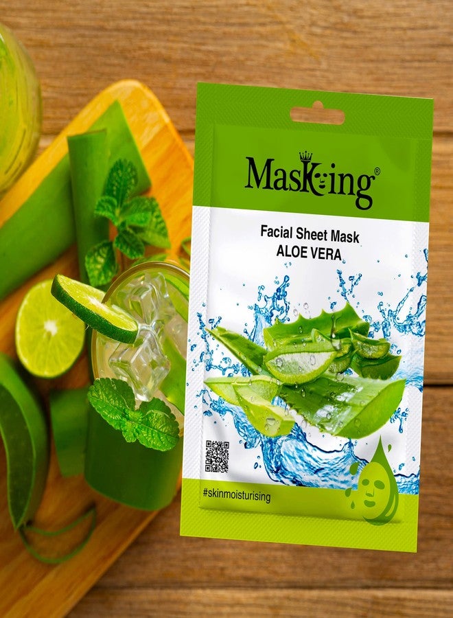 Masking Aloe vera and glow Facial sheet mask for Glowing skin and hydrating, ideal for men and women pack of 2 - Image 2