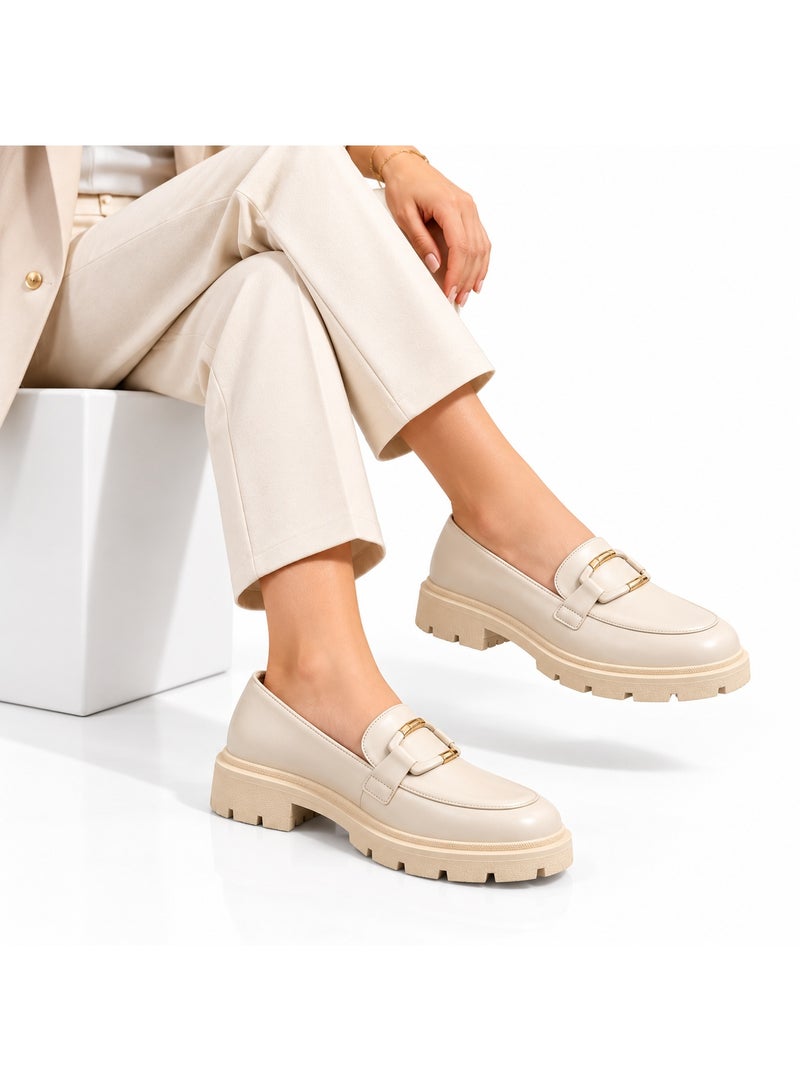 Stylish chunky loafer with a sleek design and metal buckle - available in various colors and sizes - Image 1