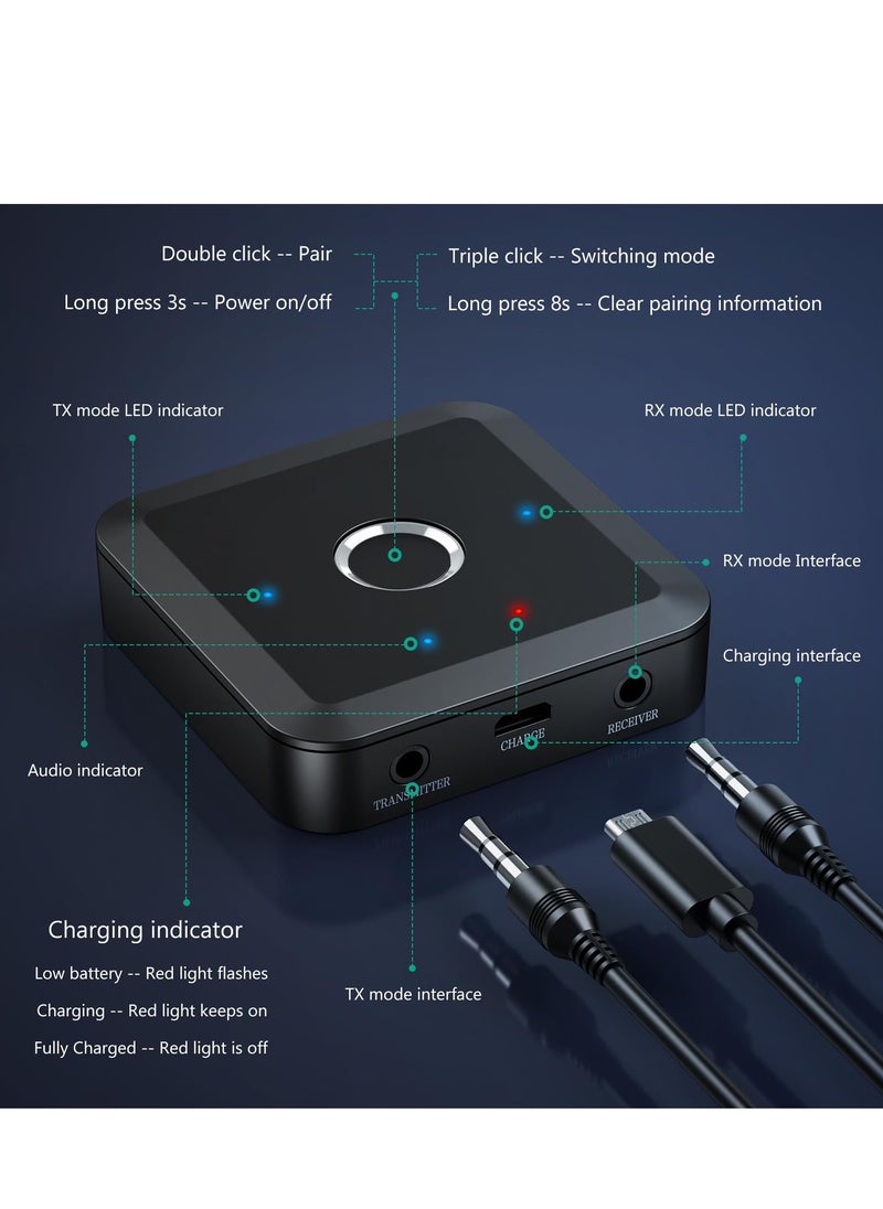 SYOSI Bluetooth 5.2 Transmitter Receiver for TV with AUX 3.5 Lower Latency with Qualcomm CSR Chip Hi-Fi Sound Wide Compatibility Supports all APT encoding systems APTX Adaptive Audio Adapter for TV  - Image 4