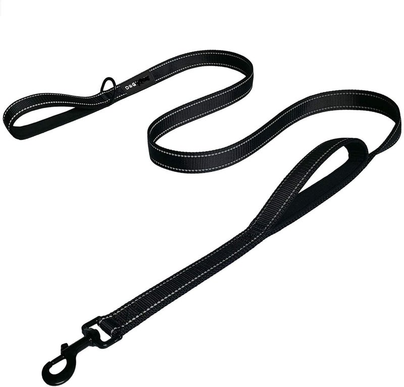 Milcraft Dog Leash 6ft Long - Traffic Padded Two Handle - Heavy Duty - Double Handles Lead for Training Control - 2 Handle Nylon Leashes for Large Dogs or Medium Dogs - Reflective Leash Dual Handle (Black) - Image 1