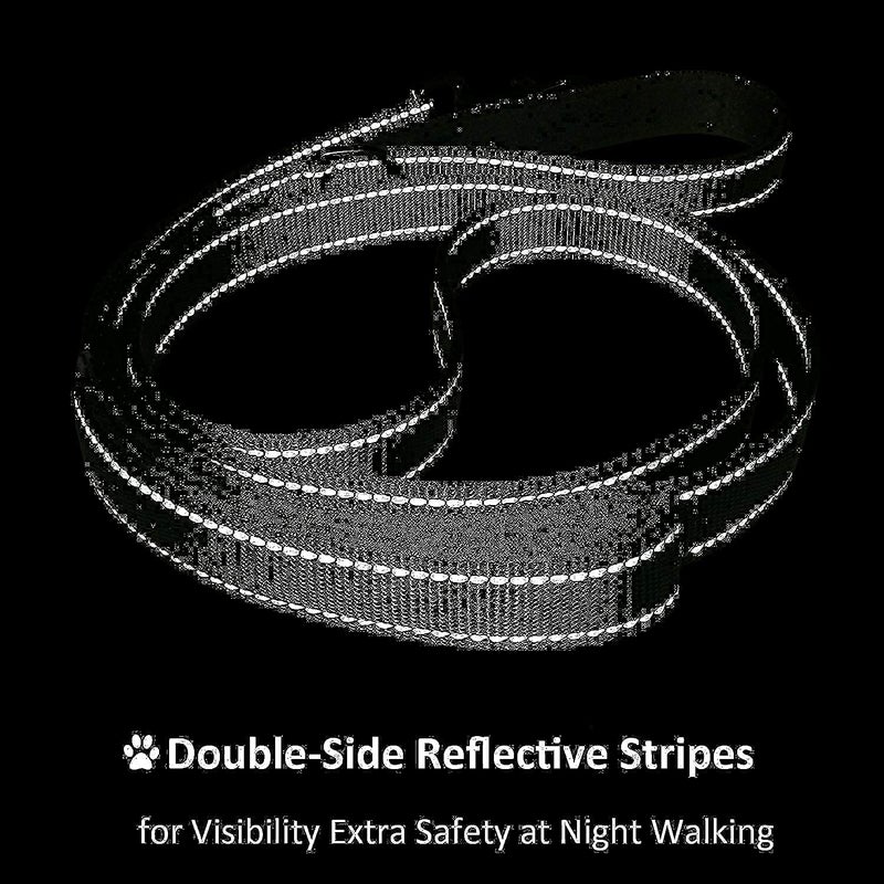 Milcraft Dog Leash 6ft Long - Traffic Padded Two Handle - Heavy Duty - Double Handles Lead for Training Control - 2 Handle Nylon Leashes for Large Dogs or Medium Dogs - Reflective Leash Dual Handle (Black) - Image 5