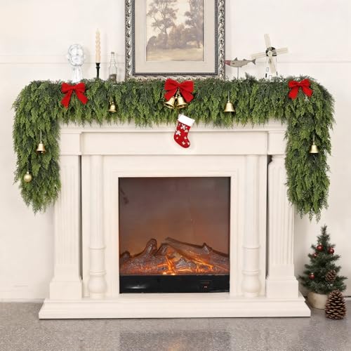 Juxdp 5FT Soft Textured Cedar Garland Artificial Christmas Garland Fake Green Faux Thick and Lush Pine Needles Garlands for Table Fireplace Mantle Holiday Home Indoor Outdoor Decor 1PCS - Image 3