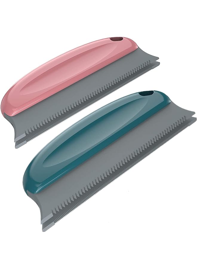 SHOWAY 2Pcs Pet Hair Remover Brush Pet Hair Detailer With Comfortable Handle Efficient Dog And Cat Hair Remover For Car Furniture Carpet Clothes Bed Sofa Blinds Chairs Blue Plus Red - Image 1