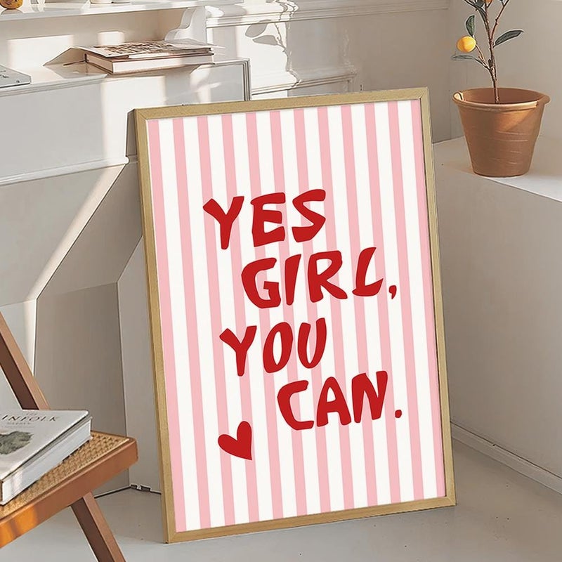 TNESSENTIAL Yes Girl You Can Inspirational Quotes Art Canvas Poster, Trendy Wall Art, Typography Aesthetic Decor, Retro Home Decor, Printed Gift - Image 4