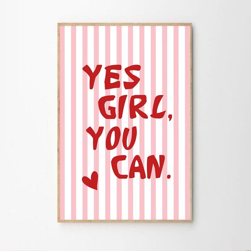 TNESSENTIAL Yes Girl You Can Inspirational Quotes Art Canvas Poster, Trendy Wall Art, Typography Aesthetic Decor, Retro Home Decor, Printed Gift - Image 3