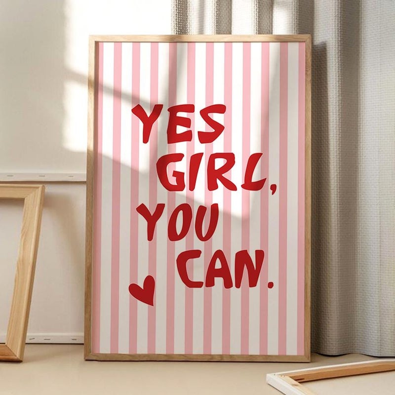 TNESSENTIAL Yes Girl You Can Inspirational Quotes Art Canvas Poster, Trendy Wall Art, Typography Aesthetic Decor, Retro Home Decor, Printed Gift - Image 2