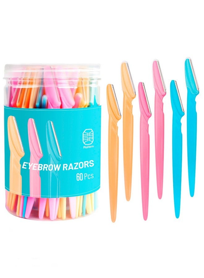 MoHern Eyebrow Razor With Box, 60 Pcs Face Razors For Women And Men, Multipurpose Dermaplane Razor, Dermaplaning Tool For Face, Multi-Color - Image 1