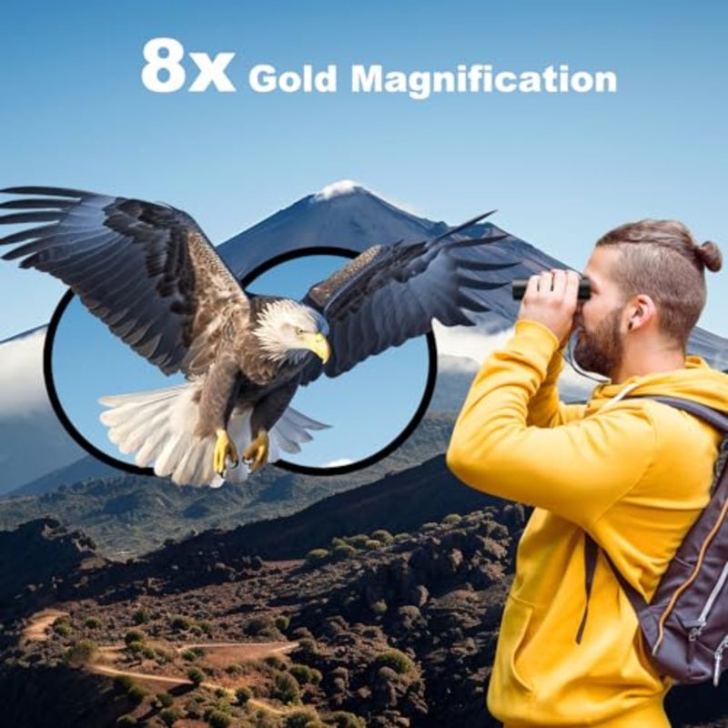 Black - 20x22 Compact Zoom Binoculars Folding HD Powerful Mini Telescope Black - Image 4