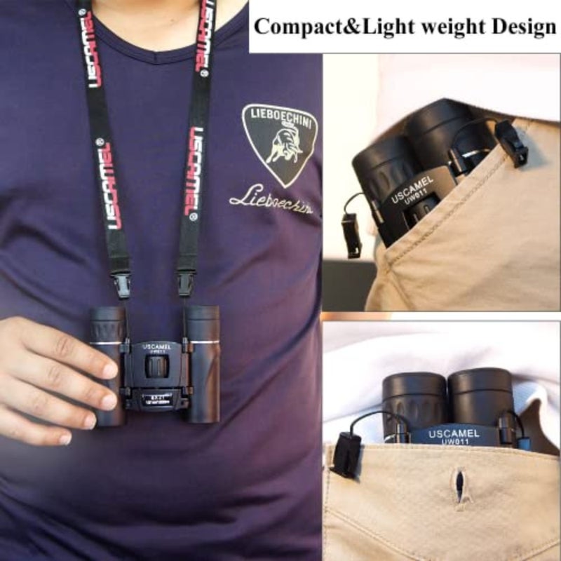 Black - 20x22 Compact Zoom Binoculars Folding HD Powerful Mini Telescope Black - Image 5
