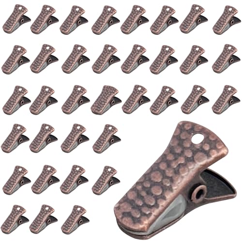 YUCHIYA 35 Pack Mini Metal Alligator Clips for Crafts Non-Slip Silicone-Coated Retro DIY Badge Small Spring Clips (Copper) - Image 1
