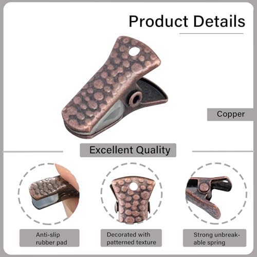 YUCHIYA 35 Pack Mini Metal Alligator Clips for Crafts Non-Slip Silicone-Coated Retro DIY Badge Small Spring Clips (Copper) - Image 3