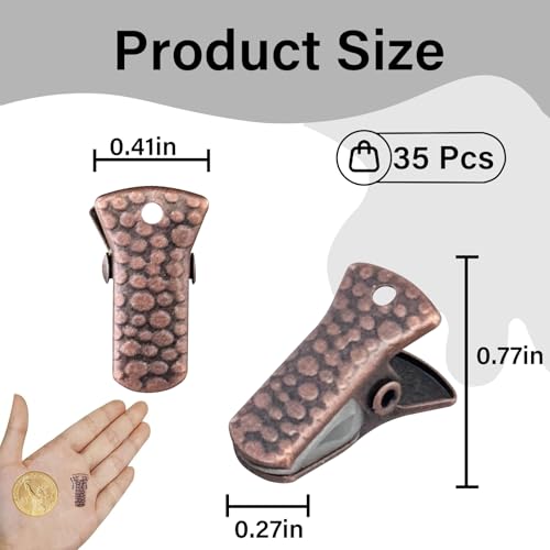 YUCHIYA 35 Pack Mini Metal Alligator Clips for Crafts Non-Slip Silicone-Coated Retro DIY Badge Small Spring Clips (Copper) - Image 2