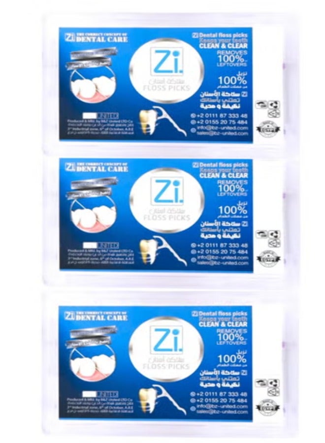 Zi Dental Care Dental Floss Picks Set - 30 Picks/3 BOX