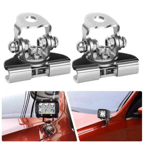 STHIRA®1 Pair Off-Road Vehicle Hood LED Light Mounting Brackets, Stainless Steel LED Pod Light Hood Mount for Trucks, SUVs, 4x4, Jeep, Off-Road Driving Lights Accessories - Image 4