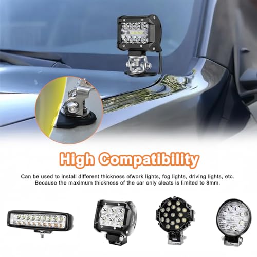 STHIRA®1 Pair Off-Road Vehicle Hood LED Light Mounting Brackets, Stainless Steel LED Pod Light Hood Mount for Trucks, SUVs, 4x4, Jeep, Off-Road Driving Lights Accessories - Image 5