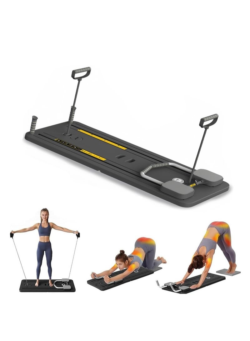 GUDOO Pilates Board Portable Pilates Reformer Set Ab Board with Elbow Support and Resistance Bands,Pilates Reformer Board Ab Roller Wheel Abdominal Board Workout Equipment - Image 1