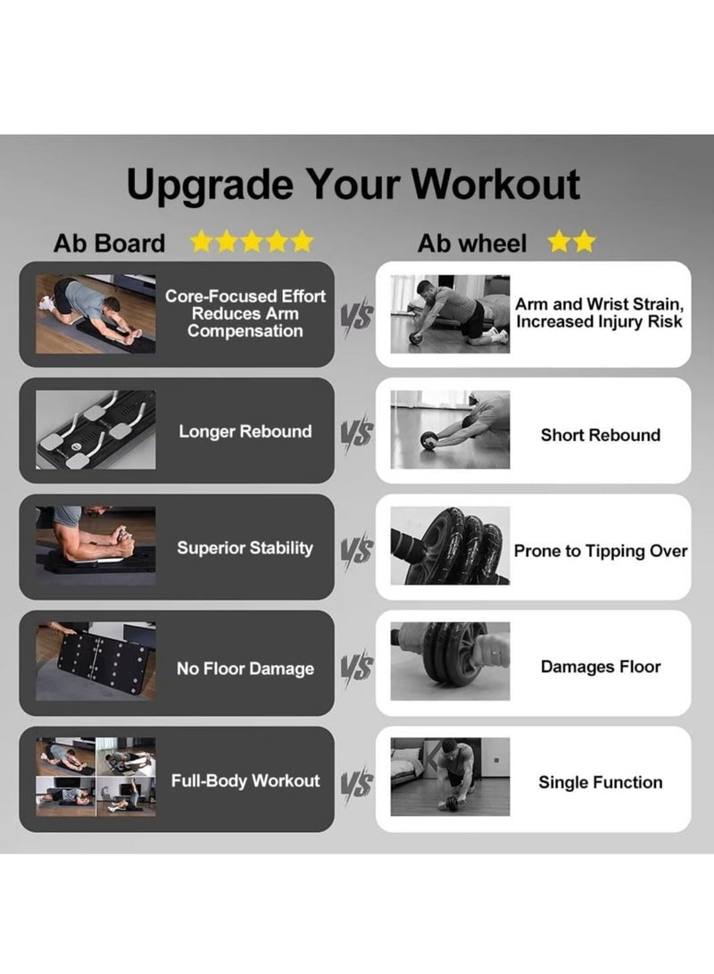 GUDOO Pilates Board Portable Pilates Reformer Set Ab Board with Elbow Support and Resistance Bands,Pilates Reformer Board Ab Roller Wheel Abdominal Board Workout Equipment - Image 5