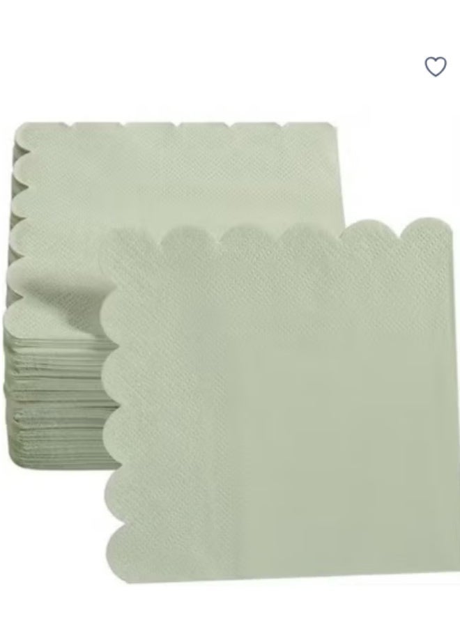 100 Count Green paper napkins,Paper Towels for Party，Disposable Paper Napkins, 2-Ply Scalloped Edge, Perfect for Weddings, Dinners, Birthdays & Bridal Shower（10x10 Inch） - Image 5