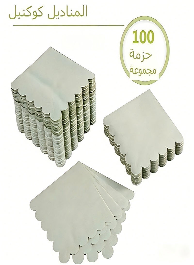 100 Count Green paper napkins,Paper Towels for Party，Disposable Paper Napkins, 2-Ply Scalloped Edge, Perfect for Weddings, Dinners, Birthdays & Bridal Shower（10x10 Inch） - Image 2