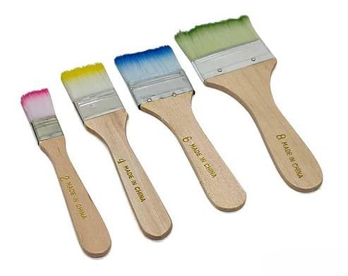 53 Arts Professional Painting Brush Set - Soft Bristles, Ideal for Acrylics, Watercolor & Oil Paints (4Pc Paint Brush Rainbow Hair) - Image 1