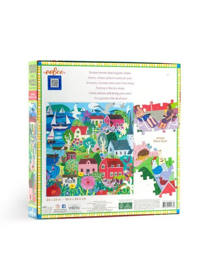 eeboo - : Piece And Love Swedish Fishing Village 1000 Piece Square Puzzle Glossy Sturdy Puzzle Pieces A Cooperative Activity With Friends And Family - Image 1