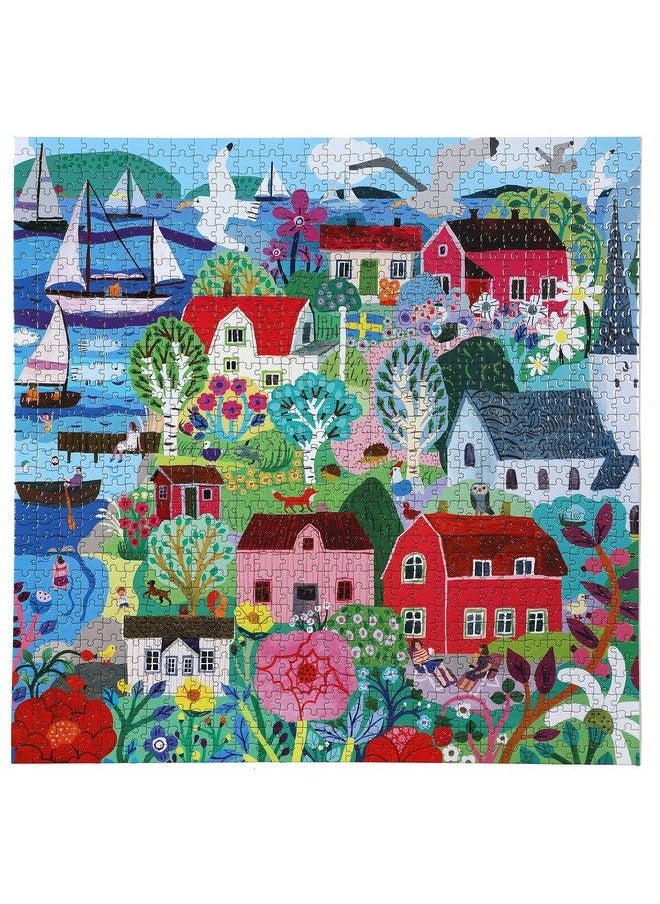 eeboo - : Piece And Love Swedish Fishing Village 1000 Piece Square Puzzle Glossy Sturdy Puzzle Pieces A Cooperative Activity With Friends And Family - Image 1