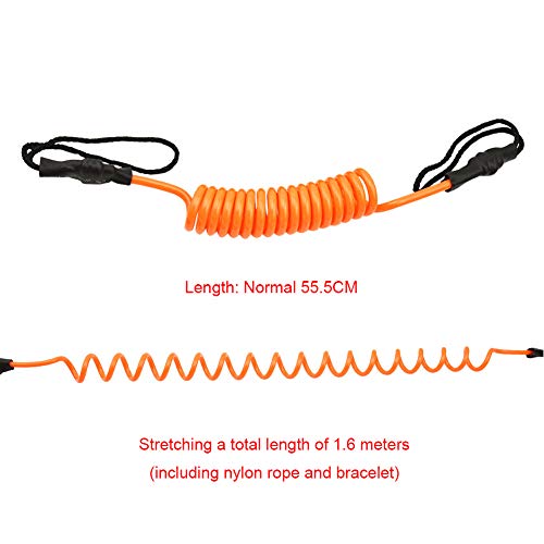 Tookie Surfboard Leash, Coiled Sup Leash Leg Rope, Straight Surf Board Leg Rope, Elastic Safety Outdoor SUP Strap Surfing Leash Rope Adjustable TPU Wrist Coil Leg Foot Rope(Orange) - Image 4