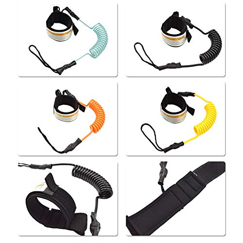 Tookie Surfboard Leash, Coiled Sup Leash Leg Rope, Straight Surf Board Leg Rope, Elastic Safety Outdoor SUP Strap Surfing Leash Rope Adjustable TPU Wrist Coil Leg Foot Rope(Orange) - Image 3