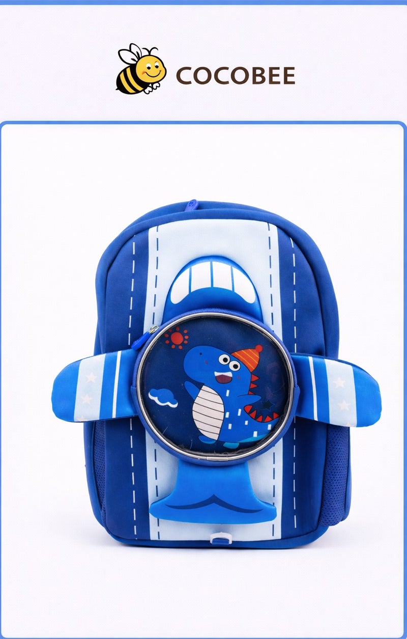 Cocobee - Aeroplane Style Dino Printed Backpack - Blue - 15-Inch/38.5 - Image 1