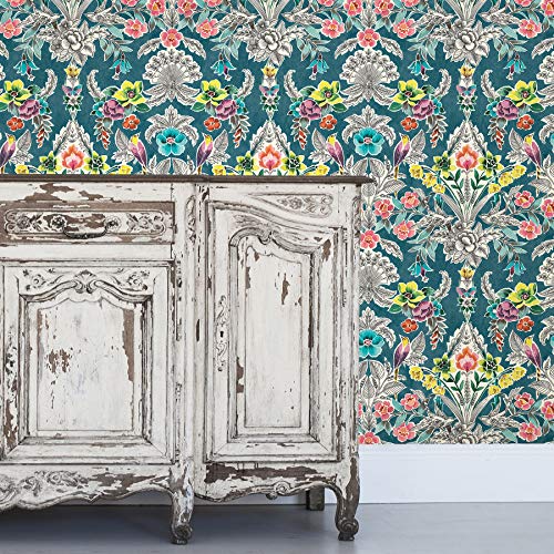 NuWallpaper NU3037 Summer Love Teal Peel & Stick Wallpaper, Multicolor - Image 2