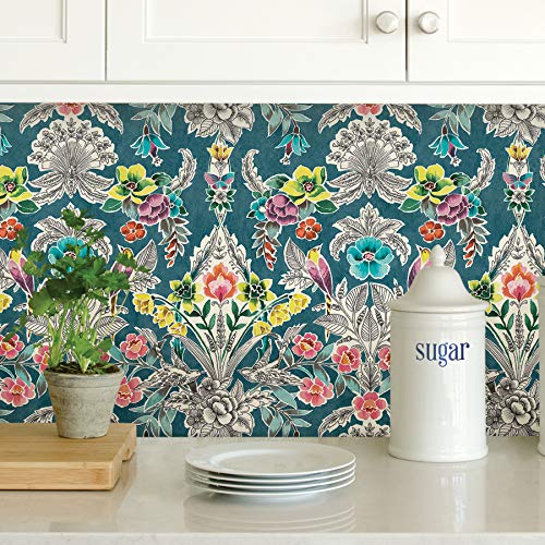 NuWallpaper NU3037 Summer Love Teal Peel & Stick Wallpaper, Multicolor - Image 3