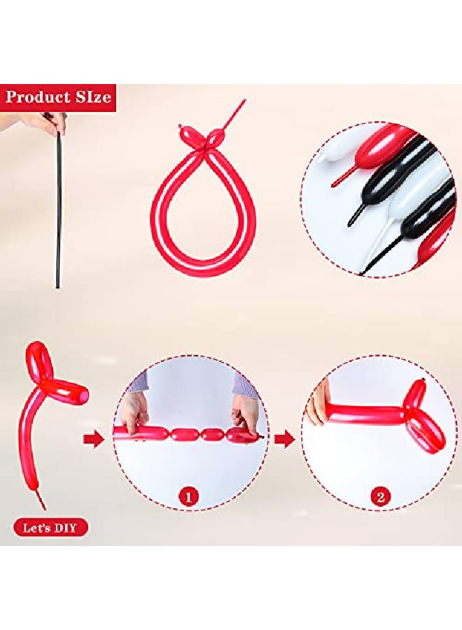 Skylety 100 Pieces Long Balloons Latex Twisting Balloons Modelling Balloons For Art Animal Shape Party Weddings Birthdays Clowns Decorations Party Supplies (Black Red White) - Image 3