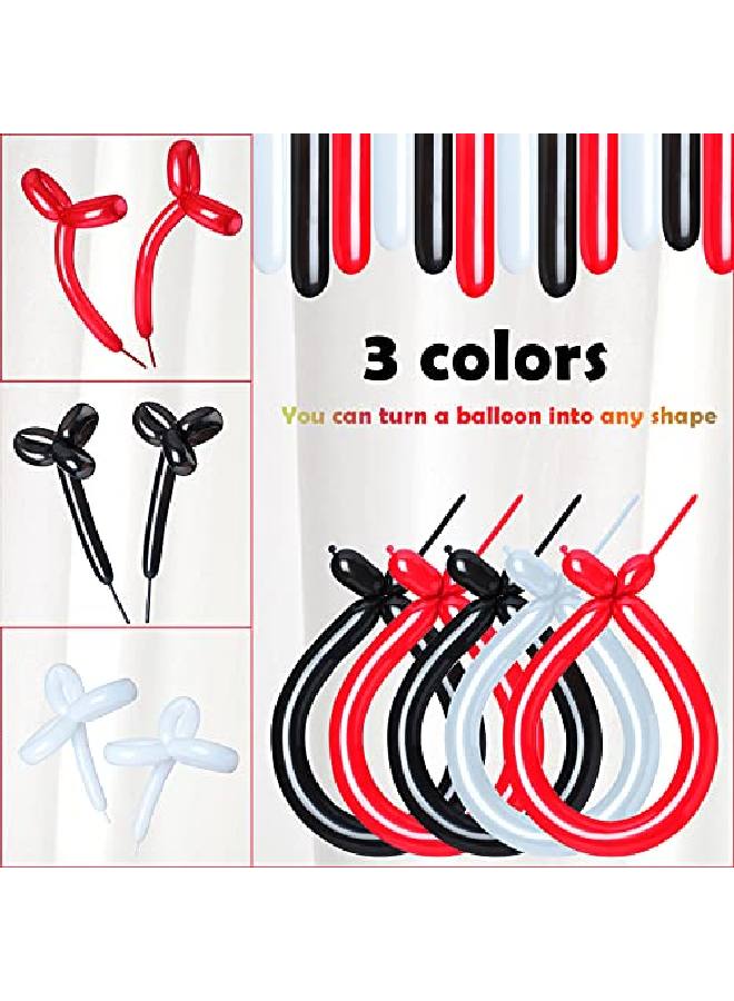 Skylety 100 Pieces Long Balloons Latex Twisting Balloons Modelling Balloons For Art Animal Shape Party Weddings Birthdays Clowns Decorations Party Supplies (Black Red White) - Image 2