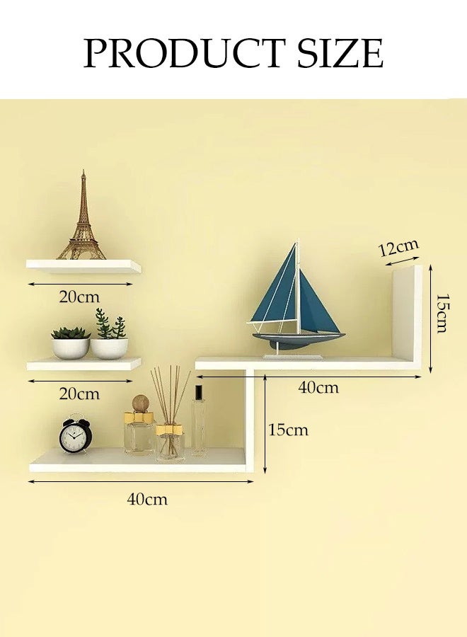 DUNISO Wooden Storage Rack，Decorative Wall Shelves， Display Rack,Non Perforated Bookshelf，Suitable for Living Rooms, Bedrooms, and Offices，White - Image 2