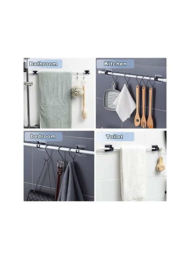 erorex 8Pcs Self-Adhesive Curtain Rod Holders - Adjustable Brackets, No Drilling Nail Free Hooks for Bathroom, Kitchen, Home, Hotel - Black  - Image 4