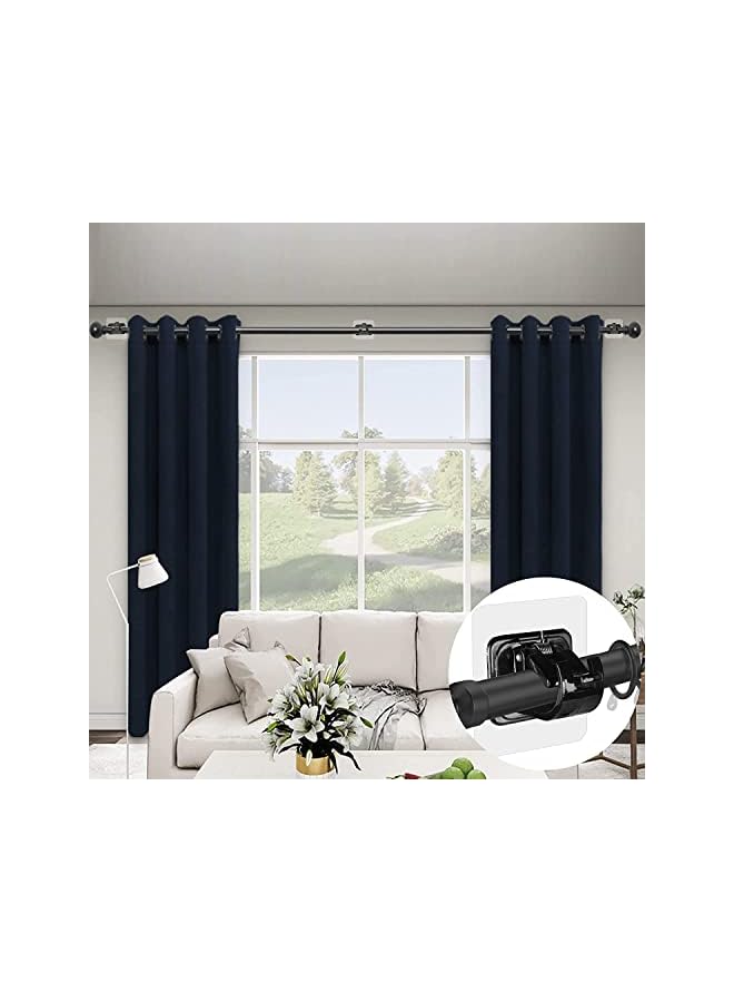 erorex 8Pcs Self-Adhesive Curtain Rod Holders - Adjustable Brackets, No Drilling Nail Free Hooks for Bathroom, Kitchen, Home, Hotel - Black  - Image 2