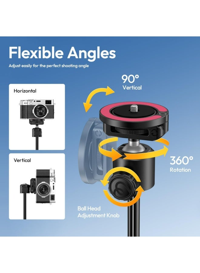 ULANZI MT44M Auto Open Magnetic Phone Tripod, 59" Selfie Stick Tripod Stand w Remote, 2-in-1 Dual Mount&1/4" Screw for Phone&Camera, 360°Ball Head for iPhone Android, Vlogging, Live Streaming, Black - Image 5