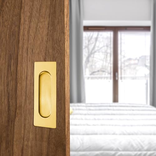 Malimali 4.72 Inch Recessed Finger Flush Pulls for Kitchen Cabinet, Closet, Sliding Cupboard Door Handle - Brushed Gold Stainless Steel Rectangular Door Pulls Replacement Hardware (2 Pack) - Image 4