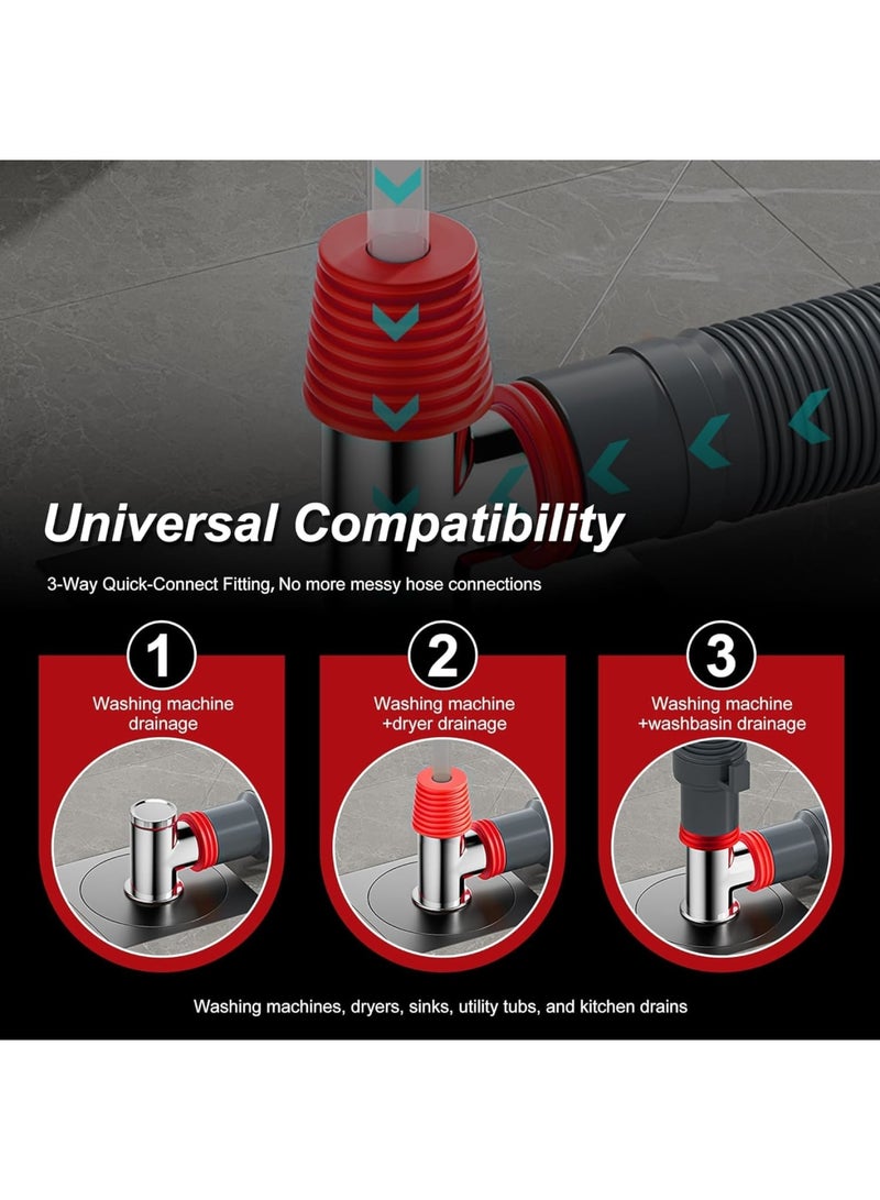 SYOSI Washing Machine Drain Connector, Universal 3-Way Anti-Odor and Anti-Overflow Pipe Adapter for Bathroom Laundry Sinks Tub Drainage, Easy Install Durable Plastic Fitting for Home and Apartment Use - Image 4