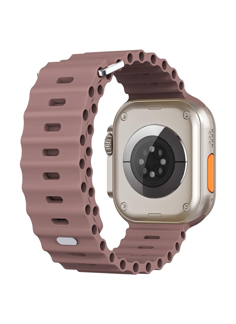 Color Fans - Soft Silicone Ocean Sports Strap Compatible Apple Watch Ultra 49mm 45mm 44mm 42mm for Men Women, Adjustible Watch Band for Apple Watch Ultra/SE/Series 9/8/7/6/5/4/3/2/1 - Smokey Mauve - Image 1