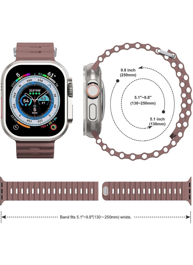 Color Fans - Soft Silicone Ocean Sports Strap Compatible Apple Watch Ultra 49mm 45mm 44mm 42mm for Men Women, Adjustible Watch Band for Apple Watch Ultra/SE/Series 9/8/7/6/5/4/3/2/1 - Smokey Mauve - Image 1