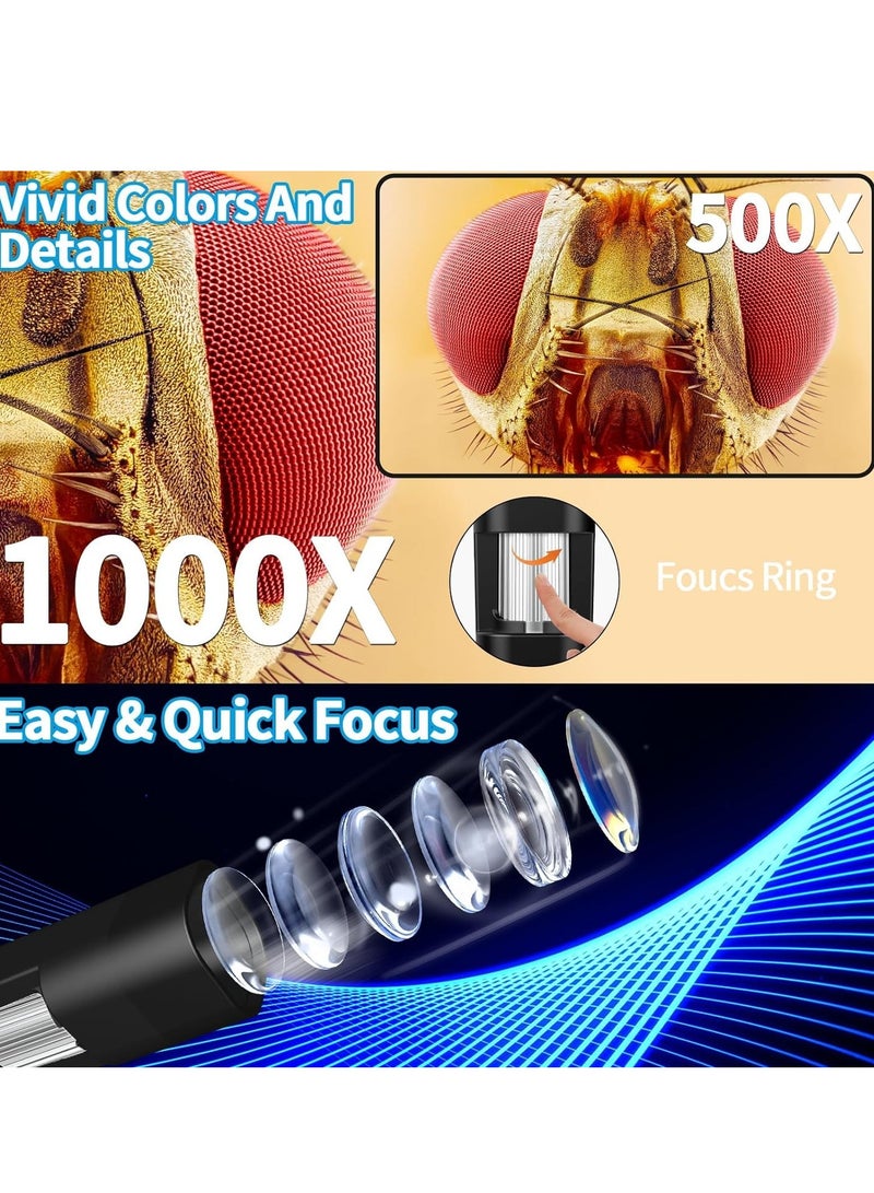 SYOSI Kids Microscope Handheld 2.4" LCD Screen 1000X Portable Pocket for Adults 3 Levels Brightless Adjustable USB Connect to PC Mini - Image 3