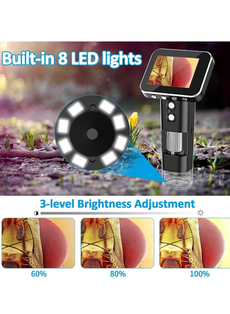 SYOSI Kids Microscope Handheld 2.4" LCD Screen 1000X Portable Pocket for Adults 3 Levels Brightless Adjustable USB Connect to PC Mini - Image 2