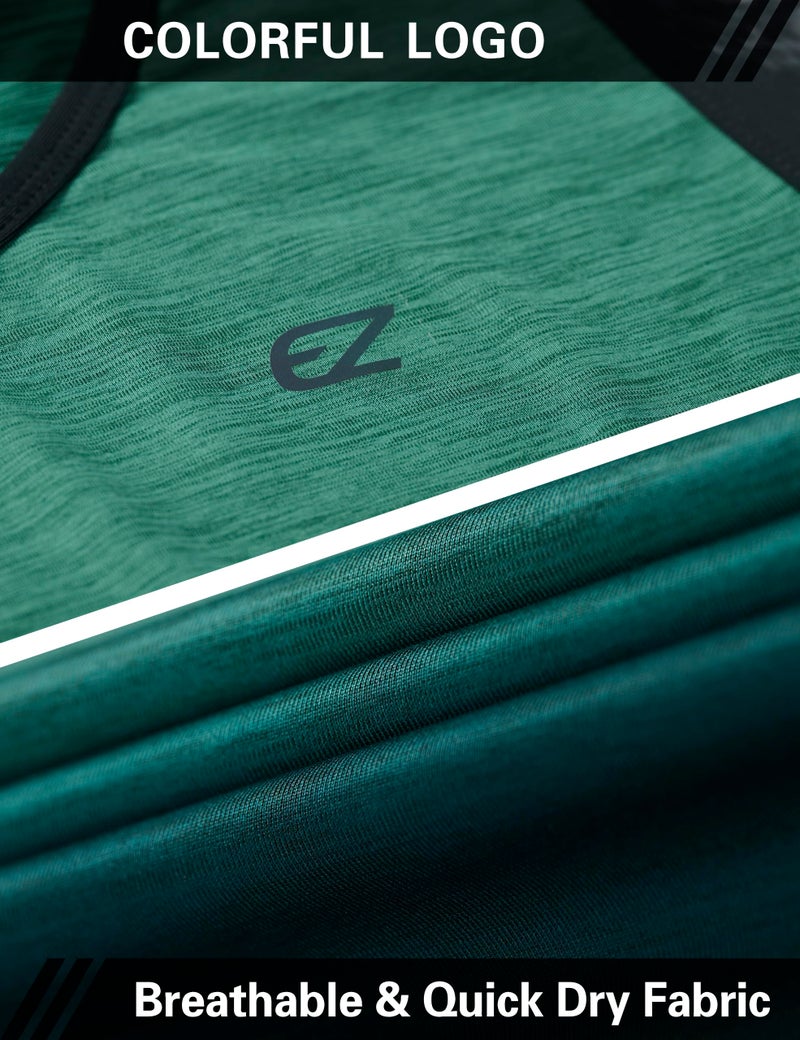EZRUN Men's Tank Tops Quick Dry Workout Gym Sleeveless Shirts Summer Running Athletic Swim Shirts Green - Image 5