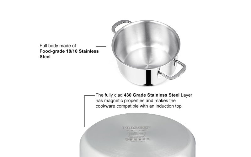Pradeep Pradeep Champion Stainless Steel Triply Cookpot with SS Design Lid (PROLINE), 28 cm, 9.1 LTR  - Image 2