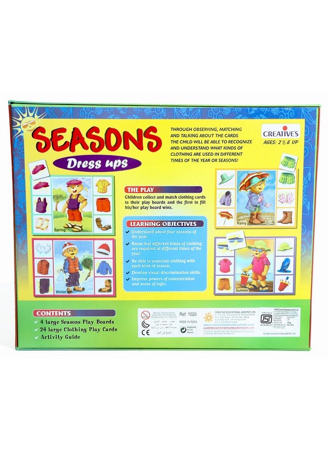 Creative's Creative’s Seasons Dress ups | Board & Cards Games | Learning & Educational | Learning Games for Pre-School | Learning About Four Seasons in a Year | Preschool Learning Games for Ages 2 & up  - Image 5