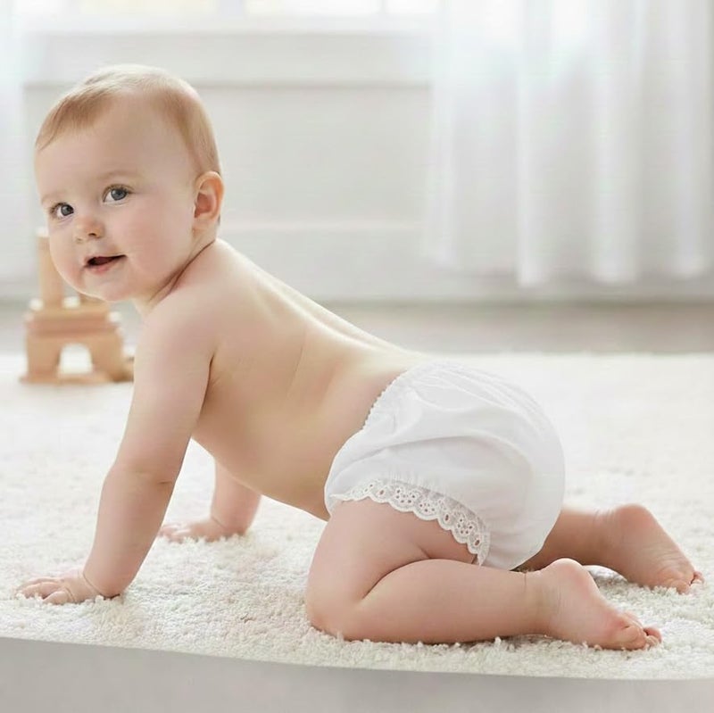 Embroider This! Baby Girls Bloomers Double Seat Diaper Cover Package of 3 (0-6 Months) White - Image 2