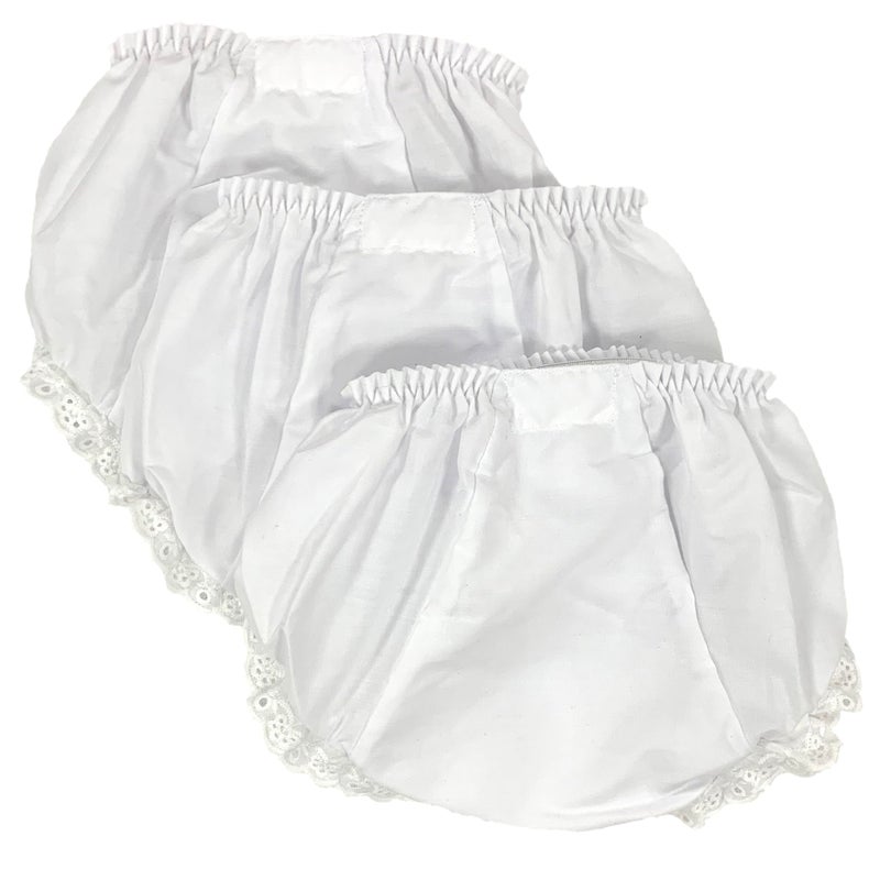 Embroider This! Baby Girls Bloomers Double Seat Diaper Cover Package of 3 (0-6 Months) White - Image 3