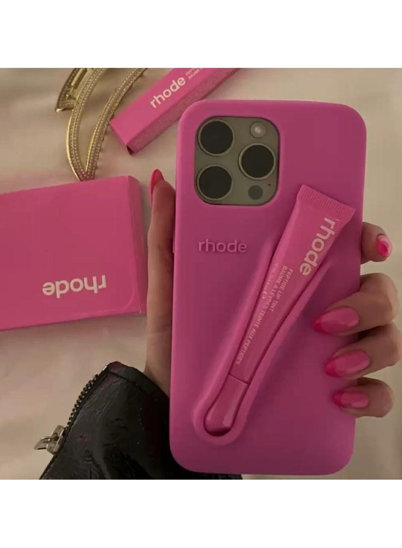 rhode Silicone Lip Holder for Cell Phone, Lip Gloss Adhesive Sleeve for Phone, Lip Holder Stick-on Phone Case, Back Stick On Holder for iPhone 15 （SHORTCAKE） - Image 3