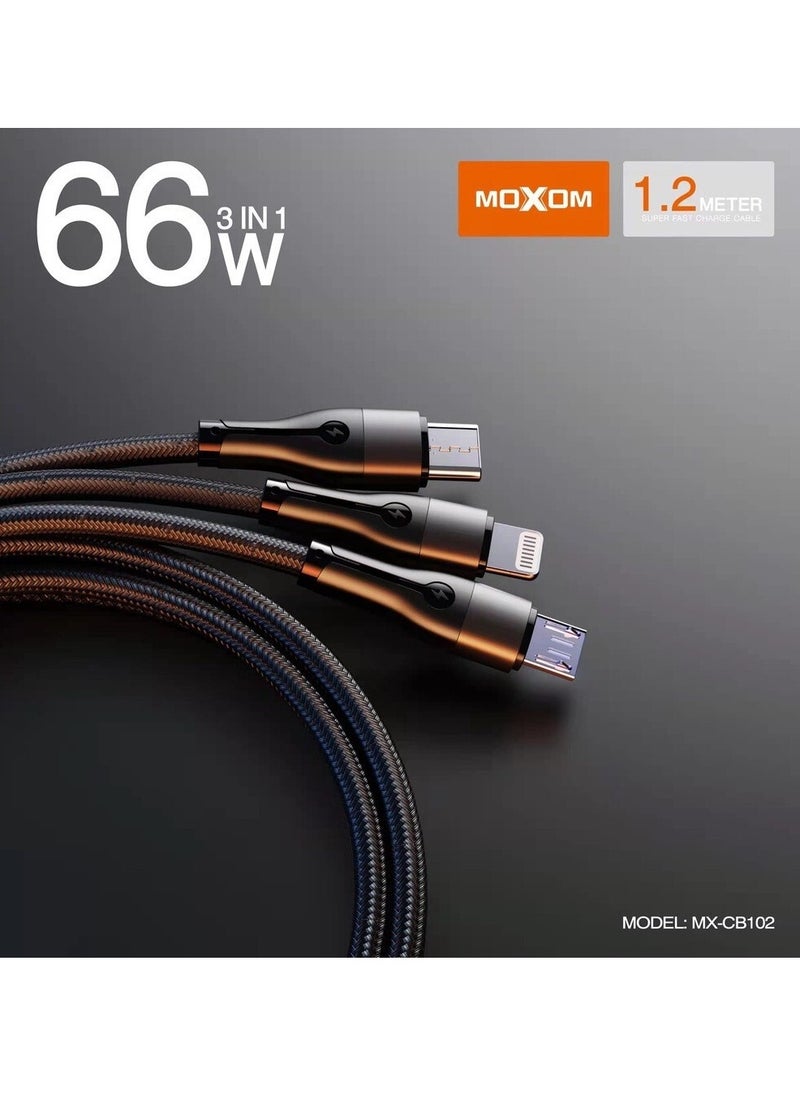 MOXOM Moxom Cable MX-CB102 3in1 66W Fast Charging And Data Cable  - Image 5